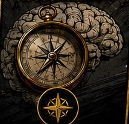 Compass and brain illustration